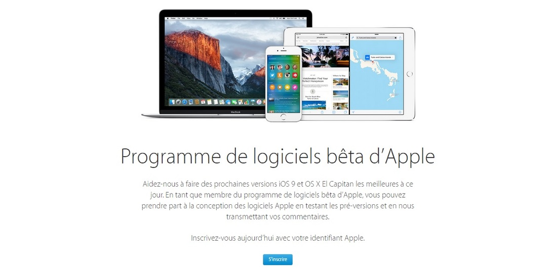 inscription et installation version bêta iOS 9