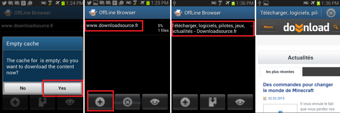 naviguer hors de ligne android