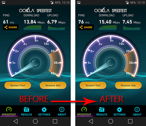 Internet Speed Master - results