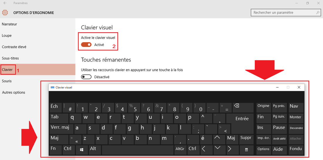 clavier visuel windows 10