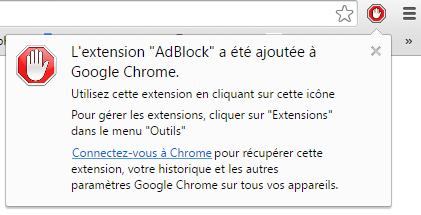 adblock ajouté à google chrome