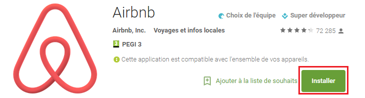 Airbnb application installation
