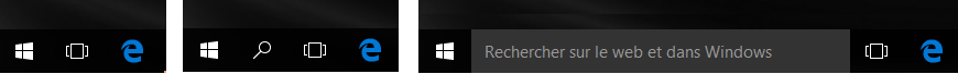 différentes options de barre de recherche windows 10
