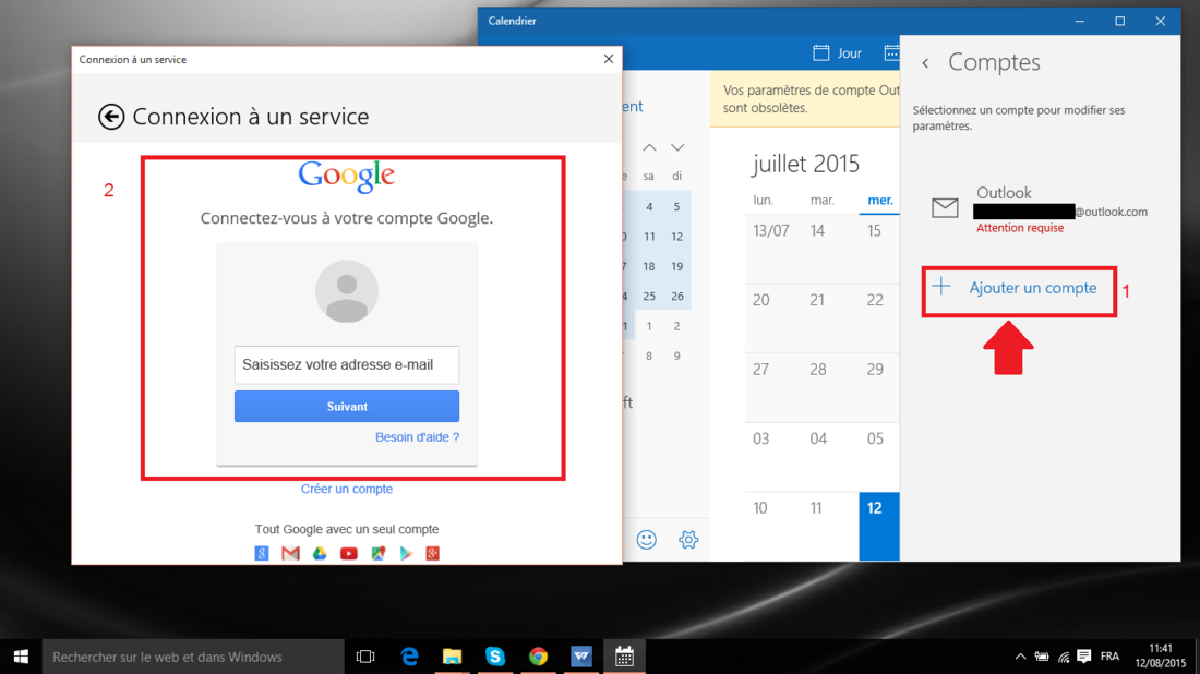 calendrier windows 10