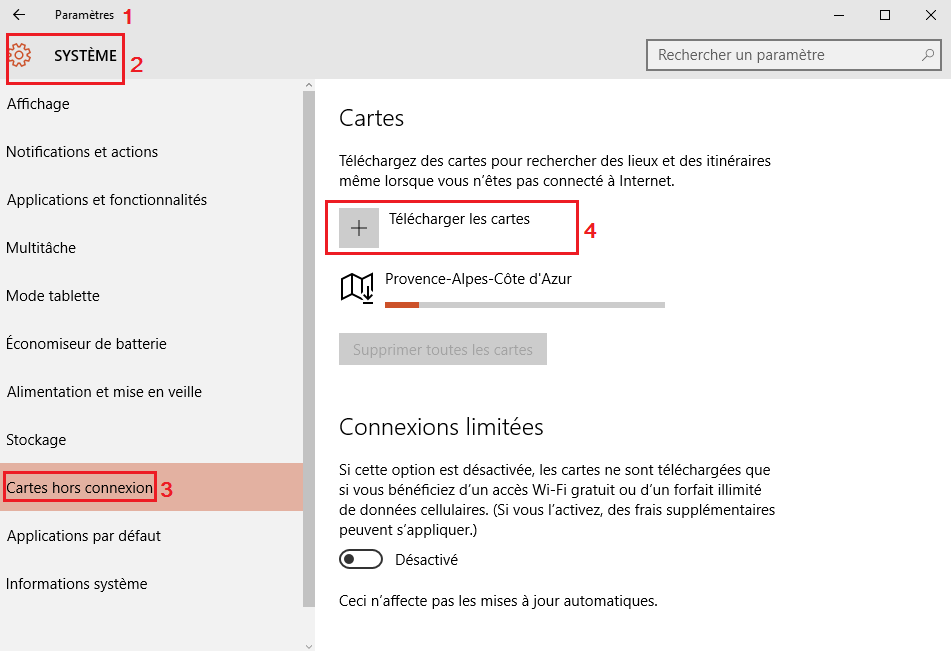 fonctionnalité cartes windows 10