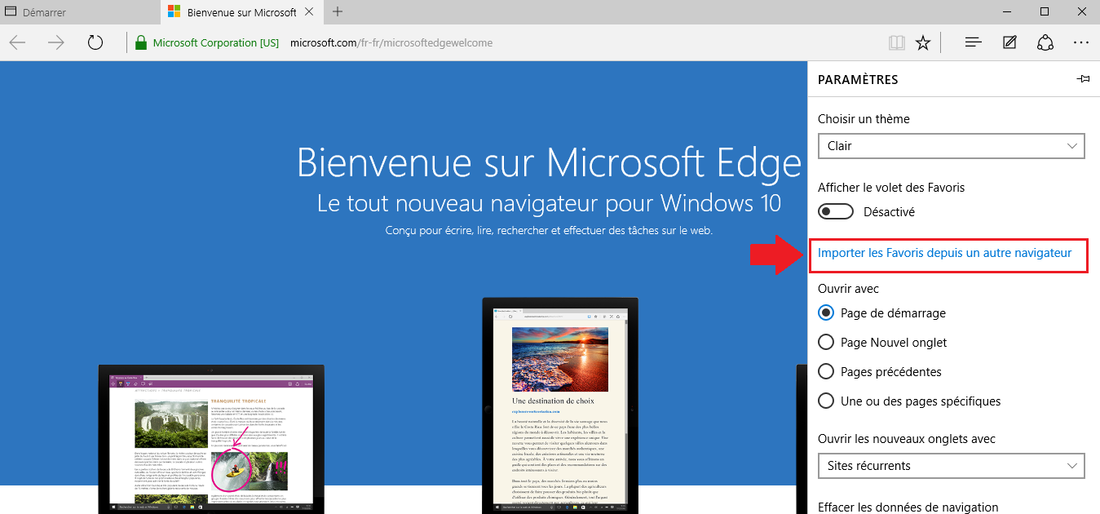 Edge importer ses favoris