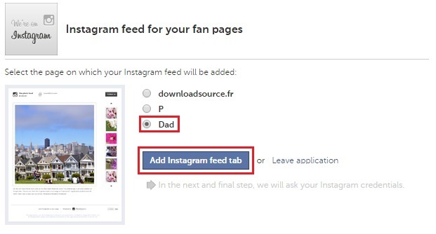 instagram et facebook pages à lier