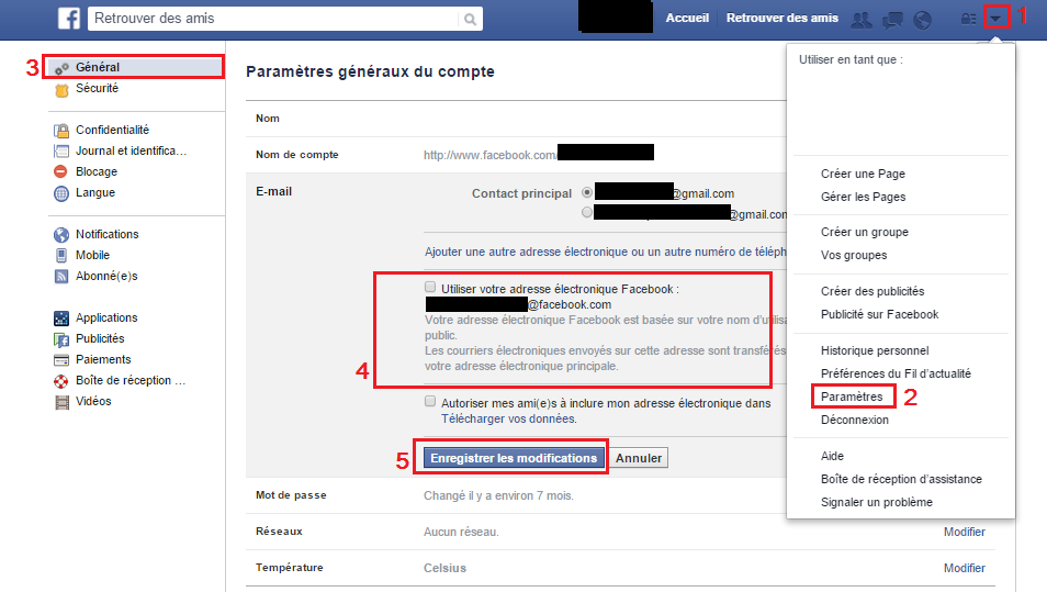 facebook spam supprimer e-mail