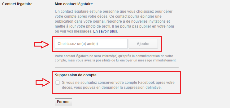 facebook legataire