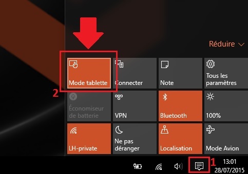 activation tablette mode