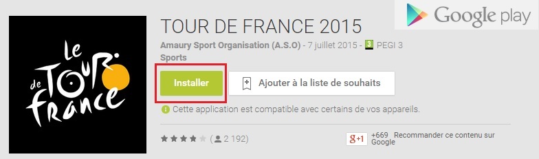 tour de france application installation