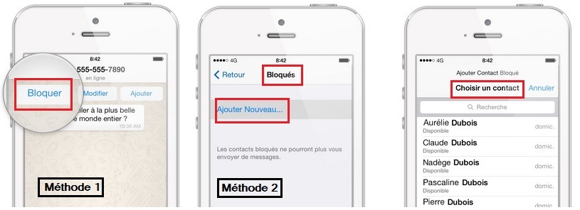 whatsapp bloquer un contact