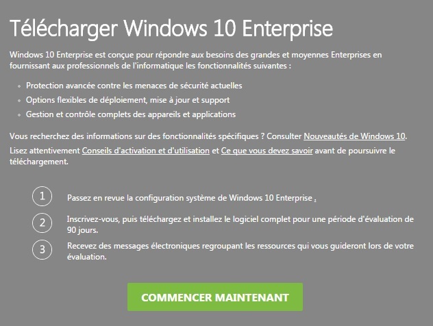 installation windows 10 entreprise