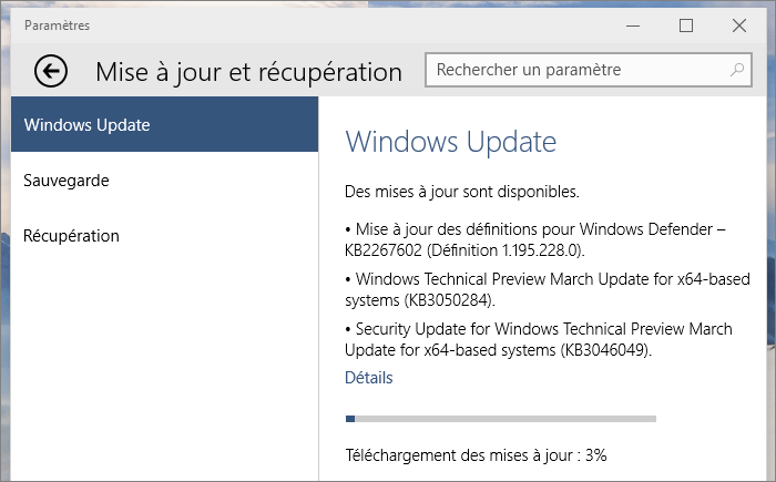 parametres du pc windows 10