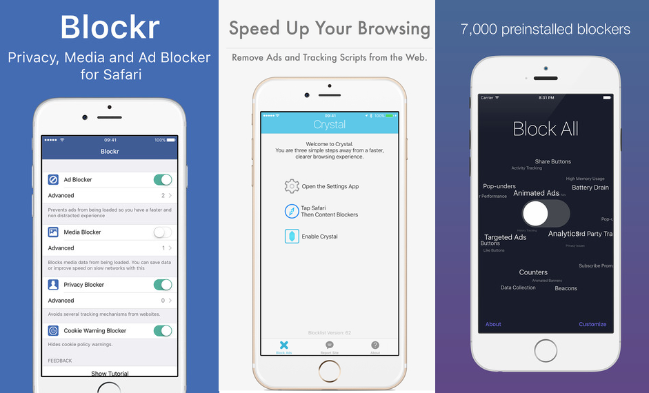bloqueur de publicités apps iOS9