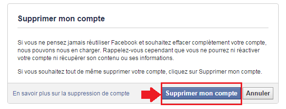 supprimer compte facebook