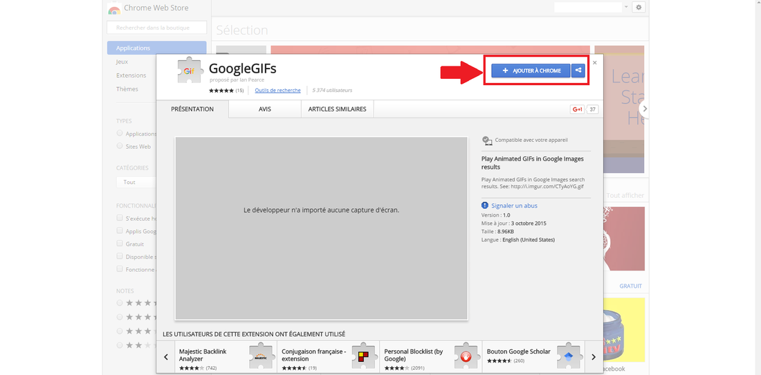 google gifs installation extension