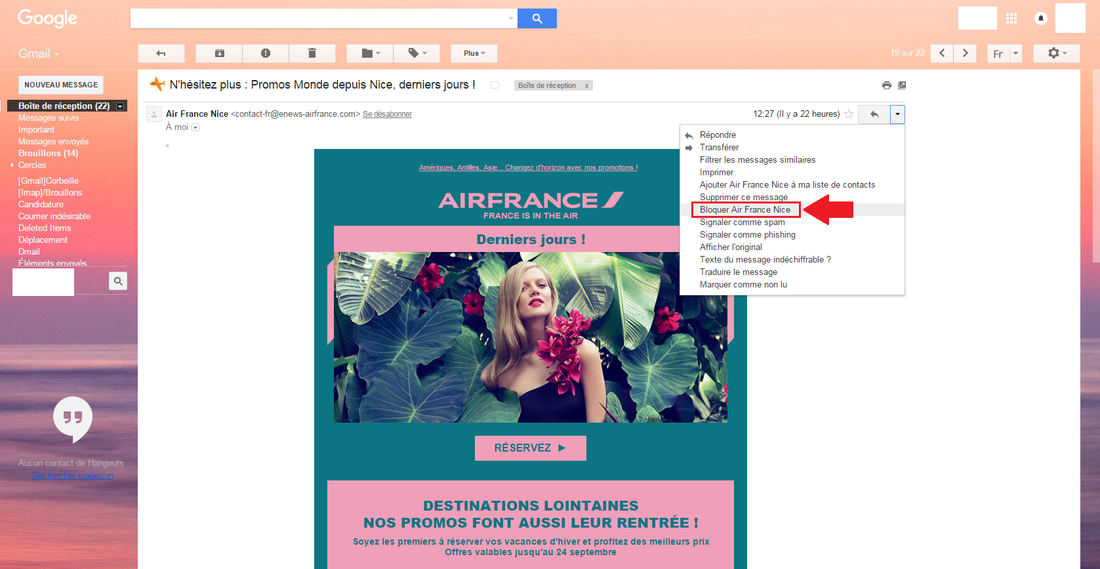 bloquer email sur Gmail