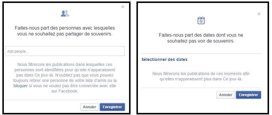 configurer supprimer fonction facebook on this day