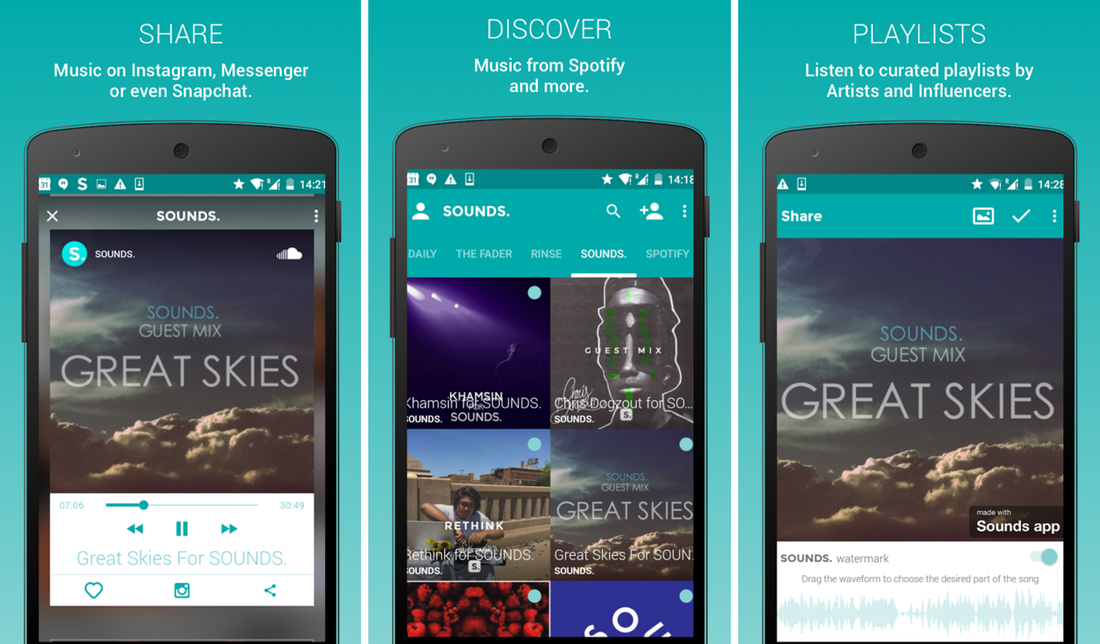 sounds application partager musique sur instagram 