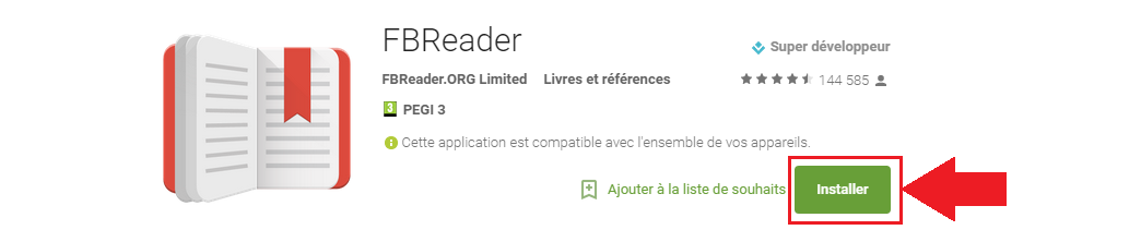 installation fb reader avec google play