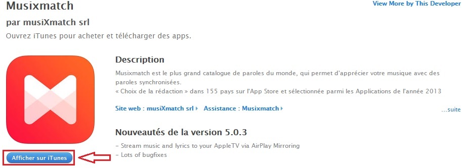 installation de musixmatch pour apple music